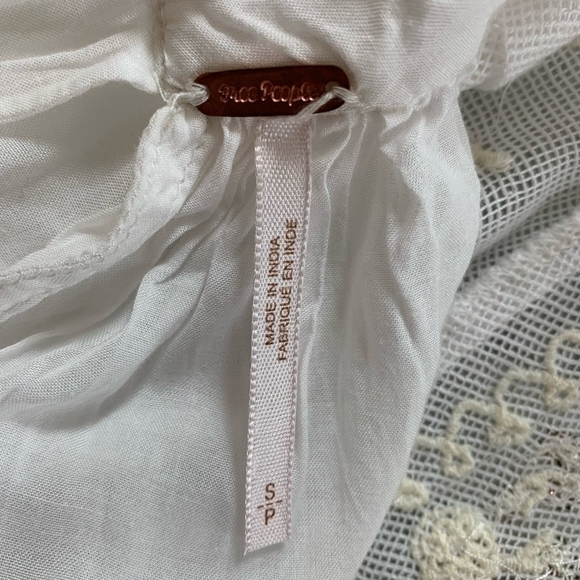 Women’s Top FREE PEOPLE Have It My Way Shirt Beads Embroidered Mutton Sleeve Top - Picture 9 of 10